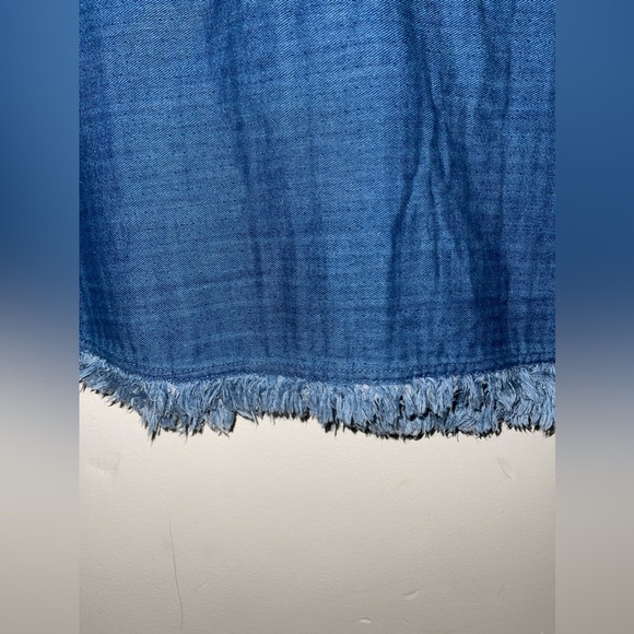 Soft Surroundings Plus size Chambray Fringe Blazer Jacket - Picture 8 of 8